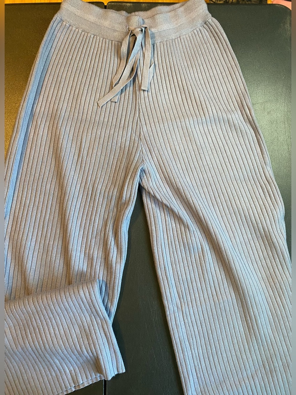 Ribbed Knit Wide-Leg Pants